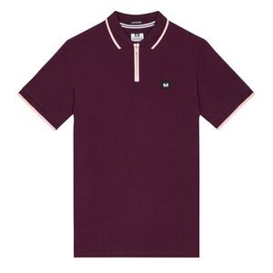 Weekend Offender Mens Shore Zipped Polo Shirt / Berry